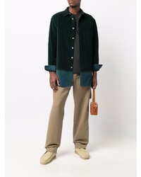Мужская темно-зеленая вельветовая рубашка с длинным рукавом от Nick Fouquet