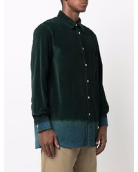 Мужская темно-зеленая вельветовая рубашка с длинным рукавом от Nick Fouquet