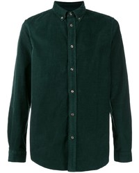 Мужская темно-зеленая вельветовая рубашка с длинным рукавом от PS Paul Smith