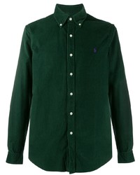 Мужская темно-зеленая вельветовая рубашка с длинным рукавом от Ralph Lauren