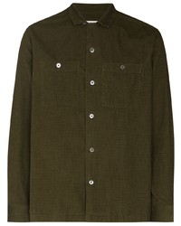 Мужская темно-зеленая вельветовая рубашка с длинным рукавом от Wood Wood