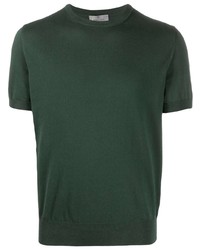 Темно-зеленая вязаная футболка с круглым вырезом