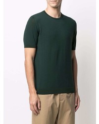 Мужская темно-зеленая вязаная футболка с круглым вырезом от Roberto Collina