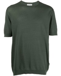 Мужская темно-зеленая вязаная футболка с круглым вырезом от John Smedley