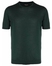 Мужская темно-зеленая вязаная футболка с круглым вырезом от Roberto Collina