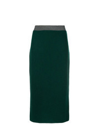 Темно-зеленая вязаная юбка-миди