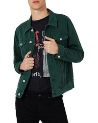 Темно-зеленая джинсовая куртка