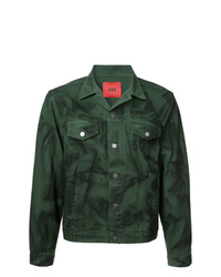 Темно-зеленая джинсовая куртка с камуфляжным принтом
