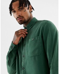 Темно-зеленая джинсовая рубашка