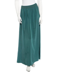 Темно-зеленая длинная юбка со складками