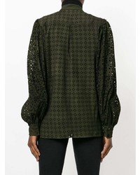 Женская темно-зеленая замшевая классическая рубашка от Michel Klein