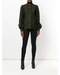 Женская темно-зеленая замшевая классическая рубашка от Michel Klein