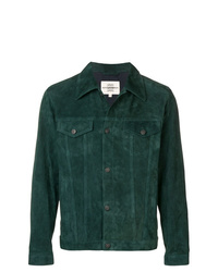 Темно-зеленая замшевая куртка-рубашка