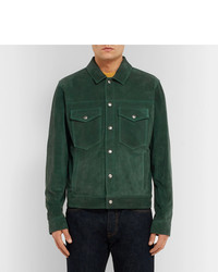 Мужская темно-зеленая замшевая куртка-рубашка от Todd Snyder