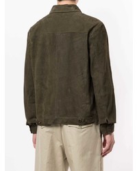 Мужская темно-зеленая замшевая куртка-рубашка от Bally