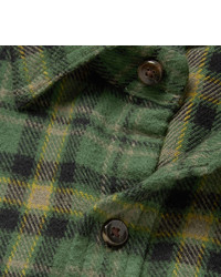 Мужская темно-зеленая классическая рубашка в шотландскую клетку
