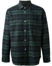 Мужская темно-зеленая классическая рубашка в шотландскую клетку от Golden Goose Deluxe Brand