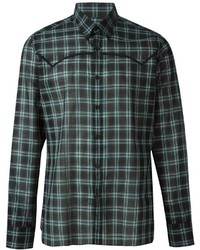 Мужская темно-зеленая классическая рубашка в шотландскую клетку от Lanvin