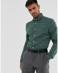 Мужская темно-зеленая классическая рубашка с принтом от ASOS DESIGN