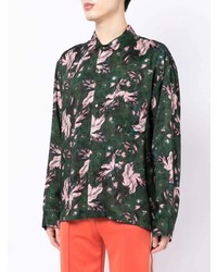 Мужская темно-зеленая классическая рубашка с цветочным принтом от Toga