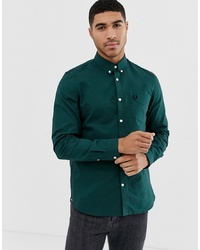 Мужская темно-зеленая классическая рубашка от Fred Perry