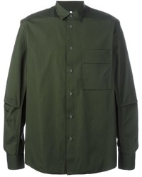 Мужская темно-зеленая классическая рубашка от Oamc