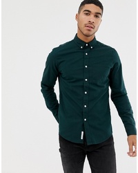 Мужская темно-зеленая классическая рубашка от Pull&Bear