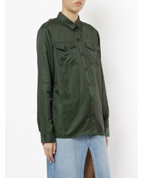 Женская темно-зеленая классическая рубашка