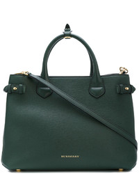 Темно-зеленая кожаная большая сумка от Burberry