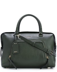 Темно-зеленая кожаная большая сумка от DKNY