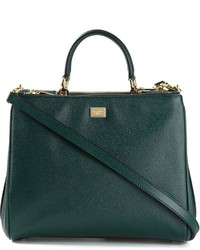 Темно-зеленая кожаная большая сумка от Dolce & Gabbana