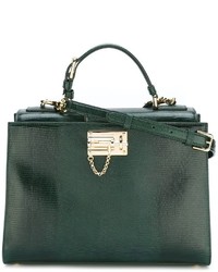 Темно-зеленая кожаная большая сумка от Dolce & Gabbana
