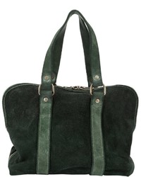 Темно-зеленая кожаная большая сумка от Guidi