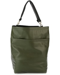 Темно-зеленая кожаная большая сумка от Marni