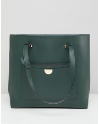 Темно-зеленая кожаная большая сумка от New Look