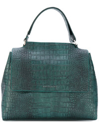 Темно-зеленая кожаная большая сумка от Orciani
