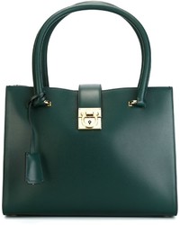 Темно-зеленая кожаная большая сумка от Salvatore Ferragamo