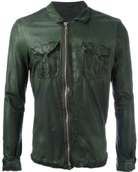 Мужская темно-зеленая кожаная куртка от Giorgio Brato