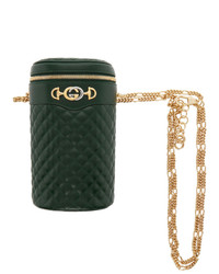 Темно-зеленая кожаная поясная сумка от Gucci