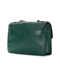 Темно-зеленая кожаная стеганая сумка через плечо от Karl Lagerfeld