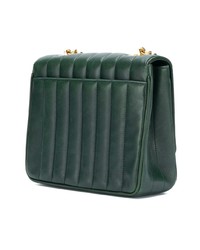 Темно-зеленая кожаная стеганая сумка через плечо от Saint Laurent