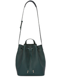 Темно-зеленая кожаная сумка-мешок