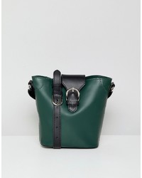 Темно-зеленая кожаная сумка-мешок от ASOS DESIGN