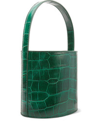 Темно-зеленая кожаная сумка-мешок от Staud