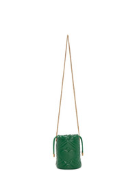 Темно-зеленая кожаная сумка-мешок от Gucci