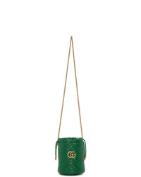 Темно-зеленая кожаная сумка-мешок от Gucci
