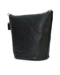 Темно-зеленая кожаная сумка-мешок от Coach