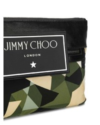 Темно-зеленая кожаная сумка почтальона с камуфляжным принтом от Jimmy Choo