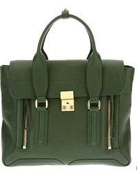 Темно-зеленая кожаная сумка-саквояж от 3.1 Phillip Lim