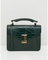 Темно-зеленая кожаная сумка-саквояж от ASOS DESIGN
